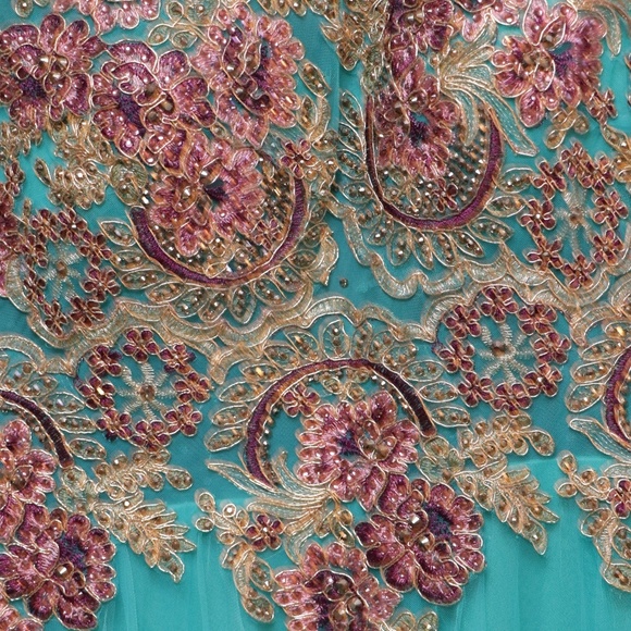 Turquoise formal prom dress - Picture 4 of 8